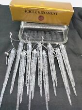 Vintage Icicle Christmas Ornaments Clear Twisted Plastic  Set of 10 6