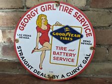 VINTAGE GOODYEAR TIRE AND BATTERY SERVICE PORCELAIN ENAMEL GAS STATION SIGN 12