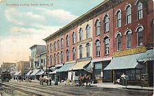 Postcard Aurora Illinois looking South Broadway 5 and 10 cent store horse 1909 picture