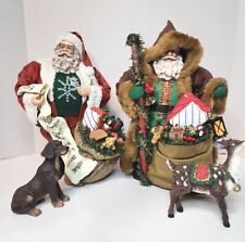 VTG Grandeur Noel Collectible Santa Figures Set of 2 Fabric Mache Reindeer / Dog picture