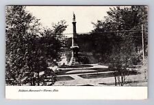 Warren OH-Ohio, Soldiers Monument, Antique, Vintage Postcard picture