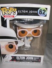 Funko POP Elton John (Greatest Hits) #62 Vinyl Figure White Hat Cane Pre-Owned picture