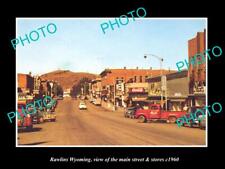 OLD LARGE HISTORIC PHOTO RAWLINGS WYOMING, THE MAIN ST & STORES c1960 picture