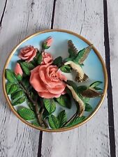 Cadona Vintage 1999 Collector 3D Hummingbird Plate Roses Hovering picture