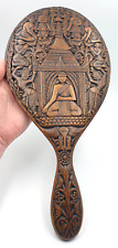 Beautiful hand carved Thai wooden hand mirror - Very rare & stunning carving picture