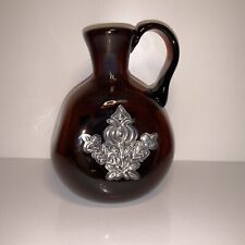 Rare Antique el.me.o Pure Silver Handmade Burgundy Glass Decanter/Vase picture