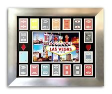 Old Las Vegas Hotels Authentic 18 Playing Cards Collage Framed #D/50 Vintage picture