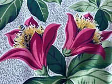Tropical Blooms HAWAIIANA mts MIAMI Beach Barkcloth Vintage Fabric Drape Curtain picture