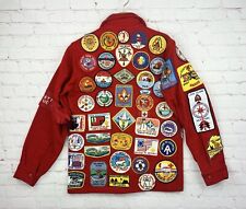 Vintage 1970s Boy Scout of America Red Wool Coat Official Jacket. W/ 60 Patches. picture