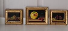 Lot 3 Small Gold  Gilded Wood Picture Frames Spain Oil Paintings Fruit picture