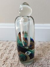 Artist Signed Dated Jerusalem Collectible Hand Blown 3D Art Glass Perfume Bottle picture