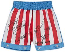 Rocky IV Cast Autographed American Flag Boxing Trunks with 6 Signatures picture