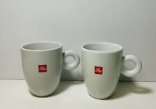 illy Set of 2 White Red 8oz. Coffee Cups 