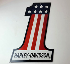 Vintage Harley Davidson Motorcycles Sign - Large USA American Flag Gas Pump Sign picture