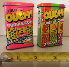 TWO Vintage COLLECTIBLE 1990s Ouch Bubble Gum Tin Lidded Containers (NO GUM) picture