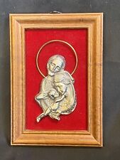 VINTAGE FRAMED PEWTER JOSEPH MARY & BABY JESUS 4.5” x 6” picture