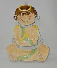 Angel Wall Hanging 3 piece Ceramic Dish Set with White Rack Head Torso Feet VTG picture