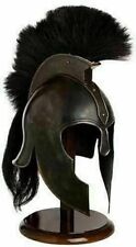 Medieval Troy Achilles Helmet with Black Plume Mild Steel Armor Knight Crusader picture