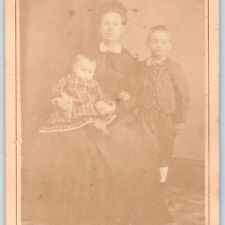c1870s Hoboken, NJ Single Mother w/ Boys Baby CdV Photo Card Cute C.F. May H26 picture