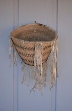 Old Vintage Apache Indian Burden Basket with Deer Skin Fringe picture