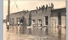 DOWNTOWN FLOOD SCENE sioux city ia real photo postcard rppc iowa history picture