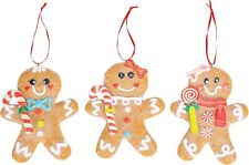 Brown Gingerbread Man Christmas Ornaments Set 3, Holiday, Clay, Christmas Tree picture