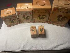 Vintage Mid-Century Nesting Rooster boxes Flour, Sugar, Coffee, Tea - Japan picture