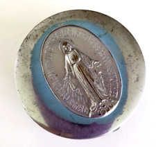 Antique Catholic Pyx Miraculous Medal Silver Tone 2