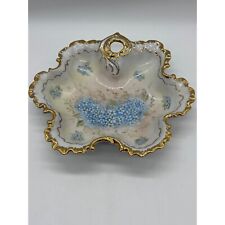 Vintage Hand Painted Floral Porcelain Candy Dish Bowl Gold Edging Artist Signed picture