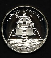 Apollo 13 SPACE FLOWN TO MOON MATERIAL LARGE SILVER COIN LUNAR LANDING picture