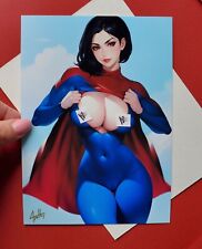 Supergirl Sexy Art Print Card 5x7 The Flash Movie Edition DC Signed by Artist picture