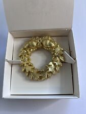 Vintage 1996 Margaret Furlong Oak and Acorn Gold Wreath Ornament In Box NOS picture