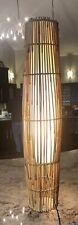 41” Vintage Bamboo Tiki Lamp w/ Original Cloth Lampshade Insert Italian? picture