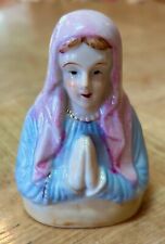 VINTAGE PASTEL MADONNA VIRGIN MARY BUST FIGURINE 3 1/2 INCHES MADE IN JAPAN picture