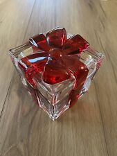 Mikasa Celebrations Holiday Gift Box Heavy Glass Crystal Red Ribbon Scratched picture