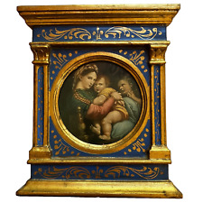 Madonna of the Chair Raphael Italian Art Print VTG Wood Frame G B Florence Italy picture