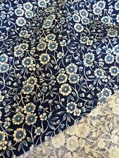 Cotton Twill Weave Denim Fabric Calico Blue&White Floral  45