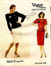 1980's Vogue Misses' Top&Skirt Adele Simpson Pattern 1330  Size 14 UNCUT picture