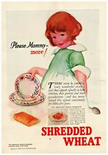 1927 Shredded Wheat Cereal Vintage Print Ad Adorable Girl Please Mommy More  picture