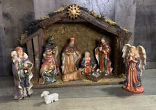 Vintage Christmas home for the holidays stable and nativity set & Box READ picture