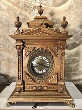 COLLECTIBLE VINTAGE AMAZING GAZO FAMILY STRIKE CLOCK,CARVED OAK CASE picture