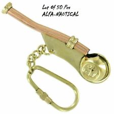 Brass Golden Key Chain Nautical Whistle Key chain Lot of 50 Pieces picture