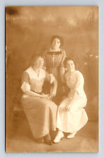 RPPC Portrait of Three Young Women Novelty Photo Studio Lewiston ME Postcard picture
