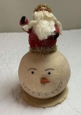 Bethany Lowe Christmas Snowman Head With Santa Claus Figurine, Unsigned picture