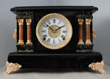 Old Antique Sessions Black Mantel Shelf Clock Prince 1910 Fully Restored picture