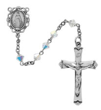 Swarovski Clear Crystal Rosary Beads Sterling Silver Crucifix And Center 5mm picture