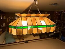 Vintage 70’s Tiffany Style Leaded Stained Glass Pool Table Lamp picture