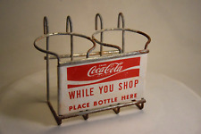 SCARCE 1960s ENJOY COCA COLA WHILE YOU SHOP PAINTED METAL SHOPPING CART SIGN picture