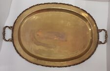 Antique Large Hand Hammered Brass Dual Handle Tray, 25