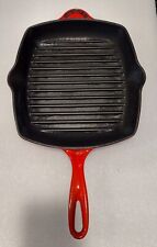 LE CREUSET CAST IRON ENAMEL SQUARE GRILL PAN SKILLET RED MADE IN FRANCE #26 picture